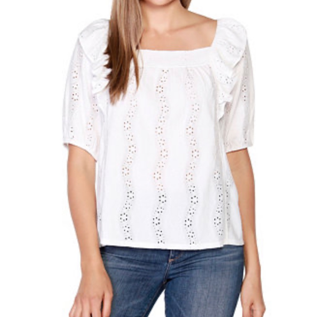 Copper Label Short Puff Sleeve Ruffle Top Xl